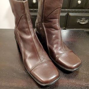 Clarks Collection Square Toe Boots Zipper Brown Womens Size 7 M